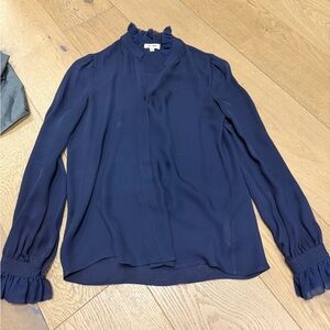 L'AGENCE Midnight Blue Ruffle Blouse